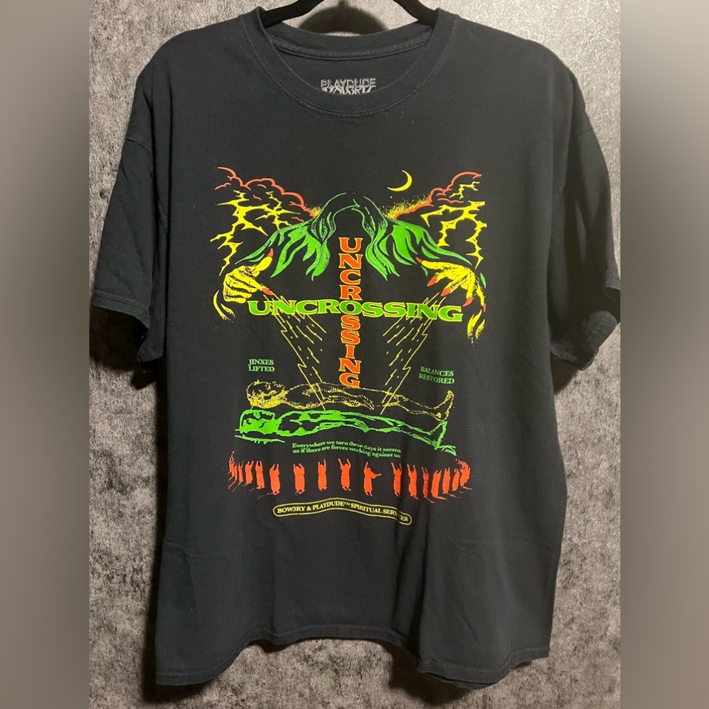 BOW3RY X Playdude Black Uncrossing Graphic T-shirt